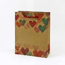 Пакет подарочный крафт "Сердечки"